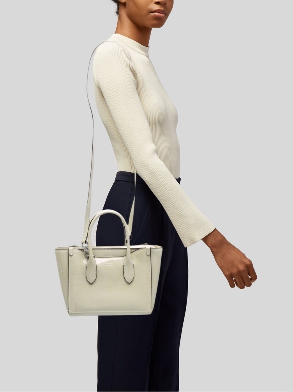 Polo by Ralph Lauren Sloane Italian White Patent Leather Crossbody Hand Bag